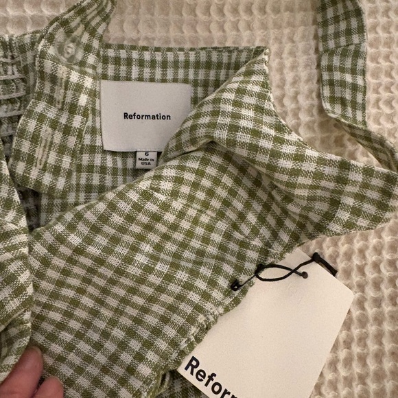 Reformation Daria Linen Dress Green - Picture 5 of 5